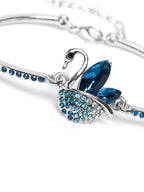 Women Set of 2 Blue Silver-Plated Stone-Studded Bracelets