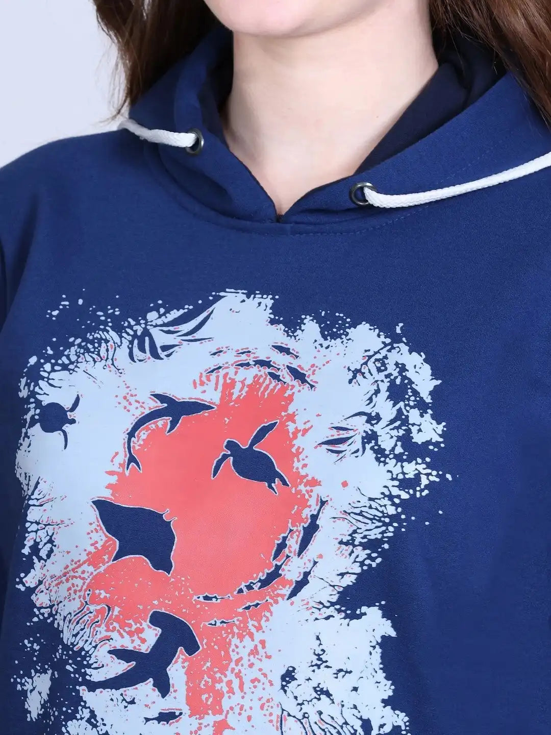 Women Printed Hooded Sweatshirt