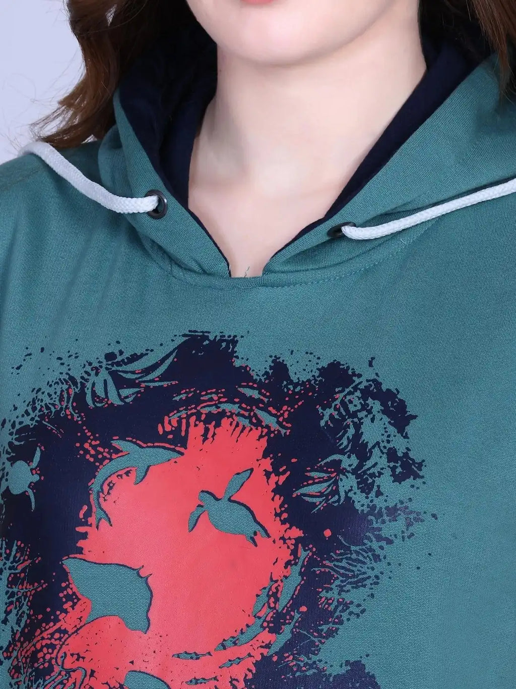 Women Printed Hooded Sweatshirt