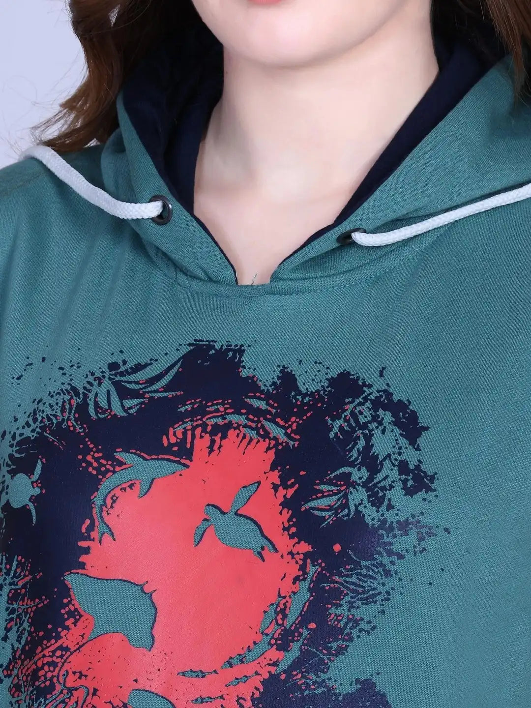 Women Printed Hooded Sweatshirt