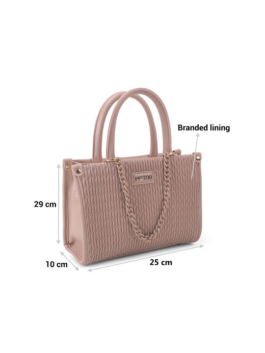 Textured Medium Structured Satchel Bag