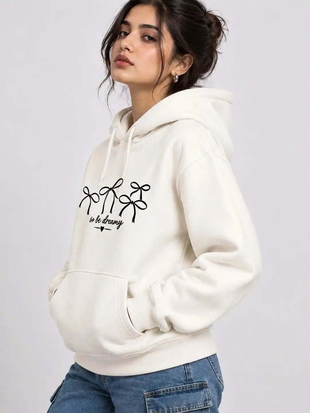 Women Printed Hooded Sweatshirt
