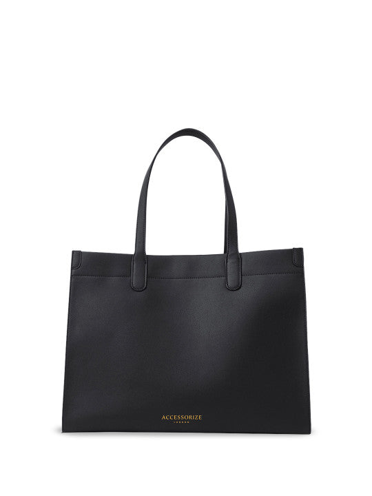 London Textured Synthetic Leather Oversized Shopper Tote Bag