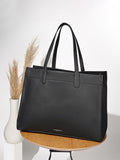 London Textured Synthetic Leather Oversized Shopper Tote Bag