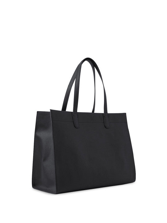 London Textured Synthetic Leather Oversized Shopper Tote Bag