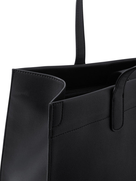 London Textured Synthetic Leather Oversized Shopper Tote Bag