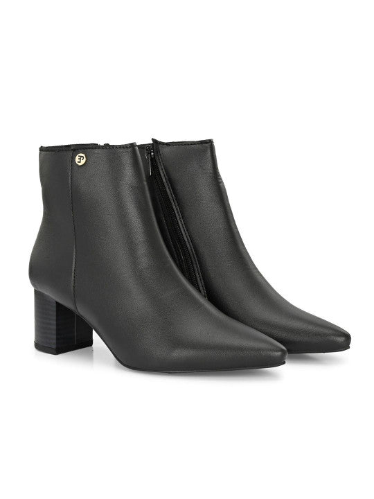 Women Black Solid Synthetic Trendy Ankle Pointed Shape Boots