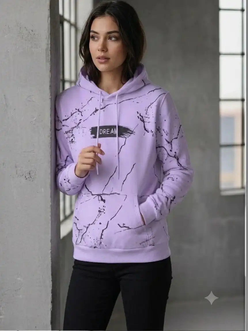 Women Printed Hooded Sweatshirt