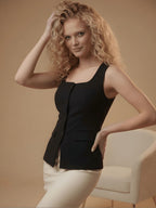 Scoop Neck Satin Casual Waistcoat