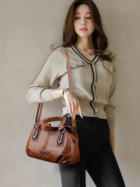 Solid Structured Sling Bag