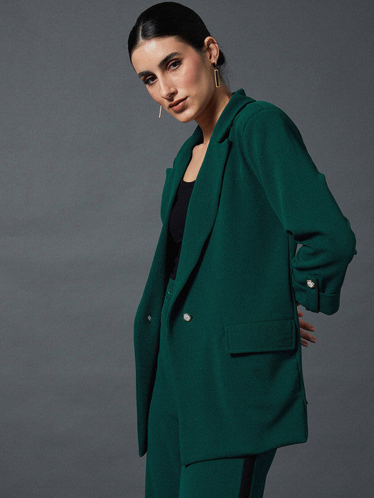 Self Design Notched Lapel Single-Breasted Blazers
