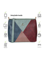 Geometric Colourblocked Detachable Strap Zip Detail Structured Sling Bag