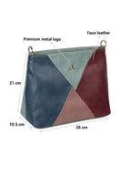 Geometric Colourblocked Detachable Strap Zip Detail Structured Sling Bag