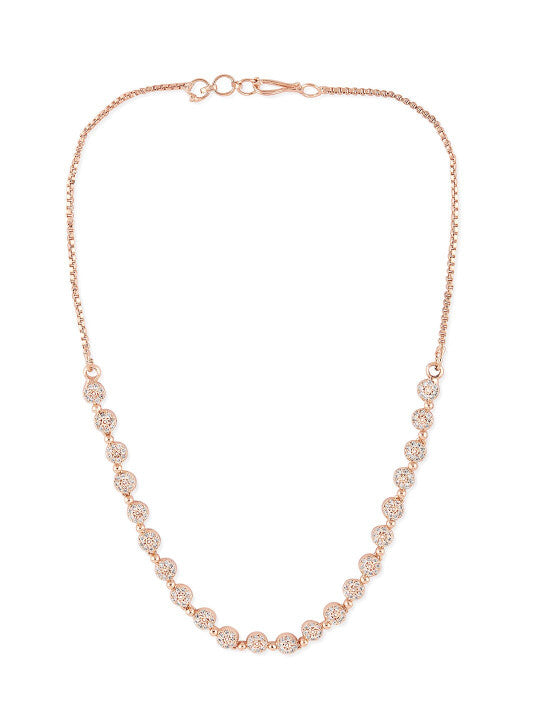 Brass Rose Gold-Plated Cubic Zirconia Necklace