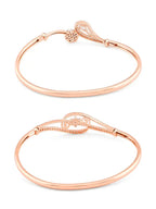 Women Set of 2 Rose Gold-Plated & White Brass Cubic Zirconia Kada Bracelet