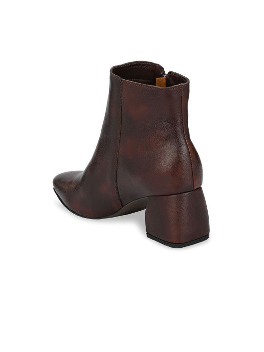 Brown High-Top Block Heeled Boots