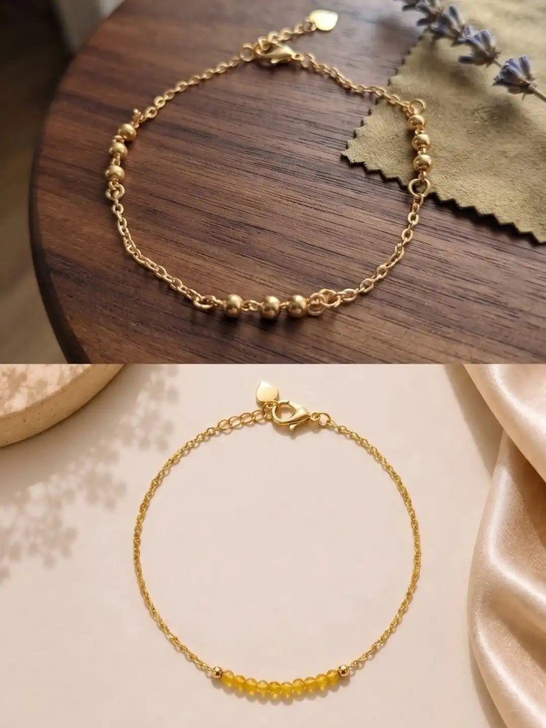 Women 6 Brass American Diamond Gold-Plated Charm Bracelet