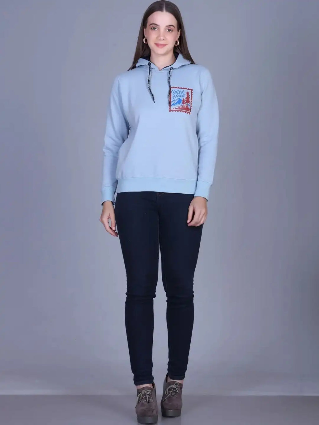 Women Printed Hooded Sweatshirt