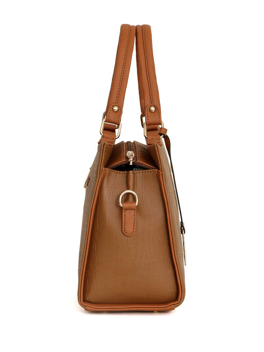 Detachable Strap Buckle Detail Structured Shoulder Bag