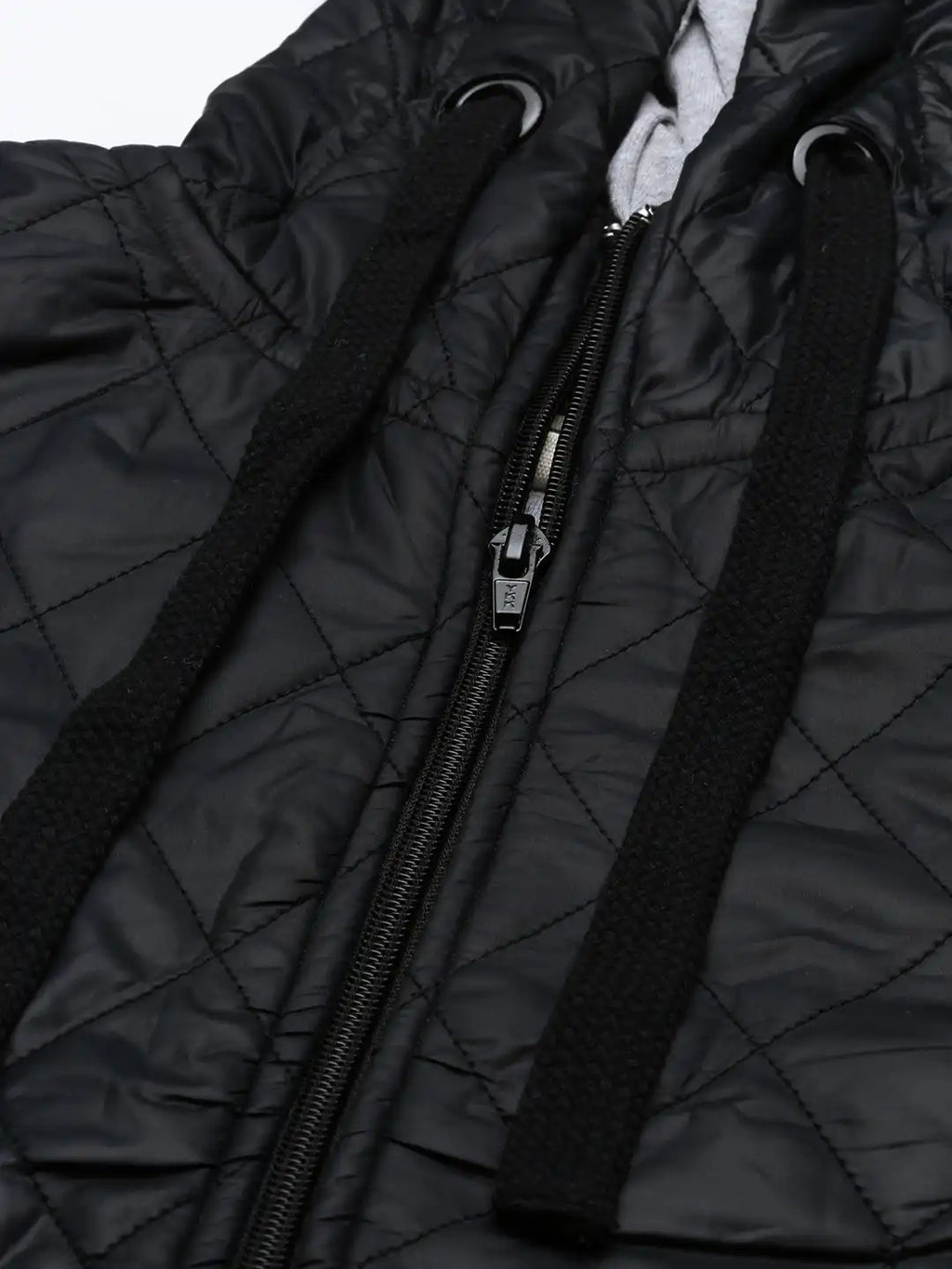 Women Black Hooded Quilted Jacket