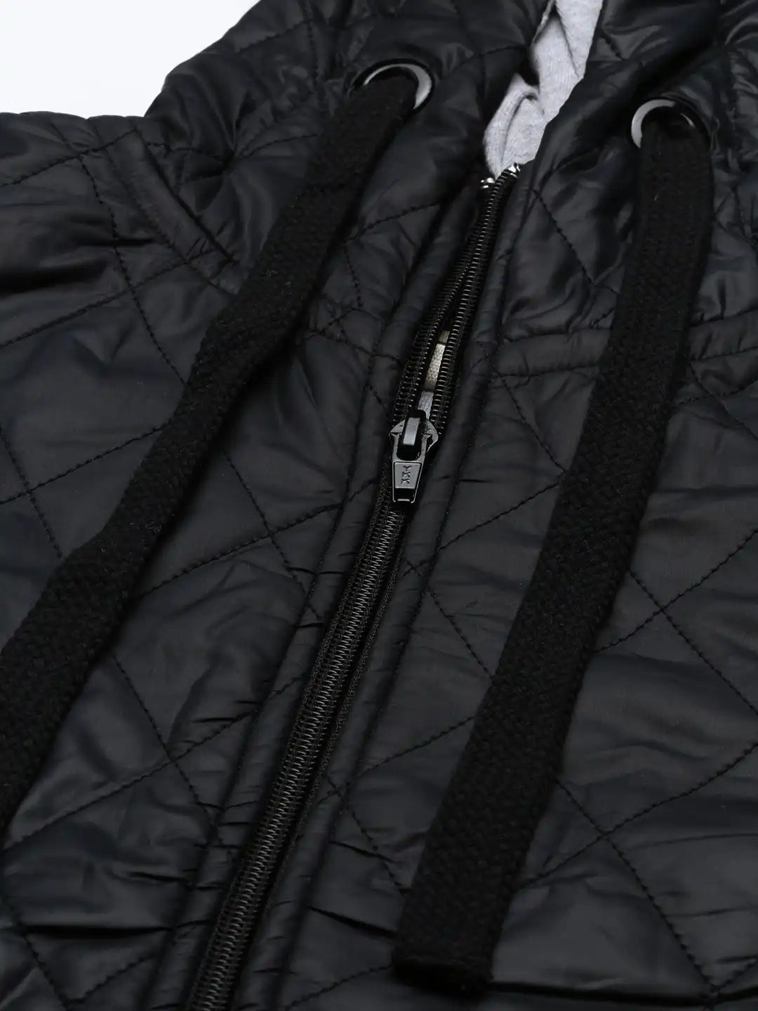 Women Black Hooded Quilted Jacket