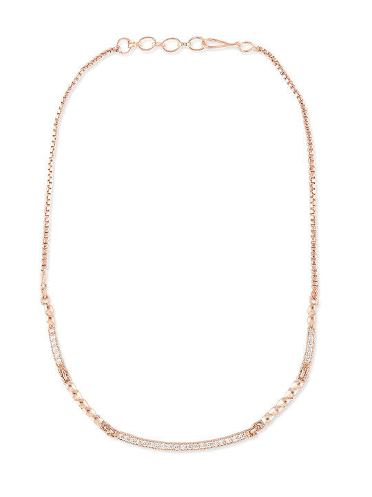 Brass Rose Gold-Plated Cubic Zirconia Necklace