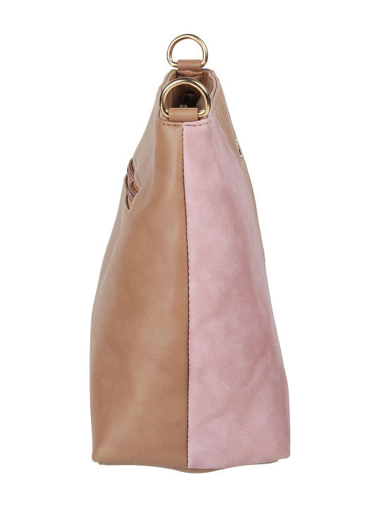 Geometric Colourblocked Detachable Strap Zip Detail Structured Sling Bag