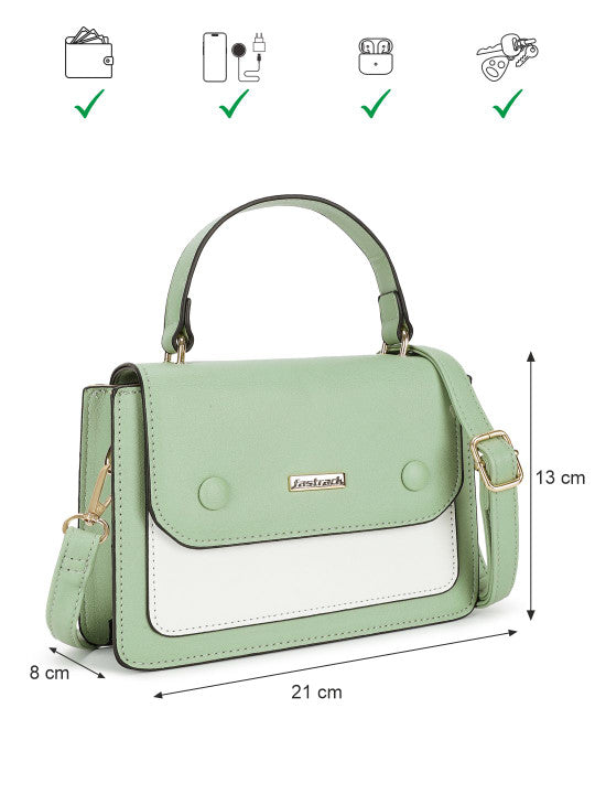 Colourblocked Adjustable Strap Structured Satchel Bag