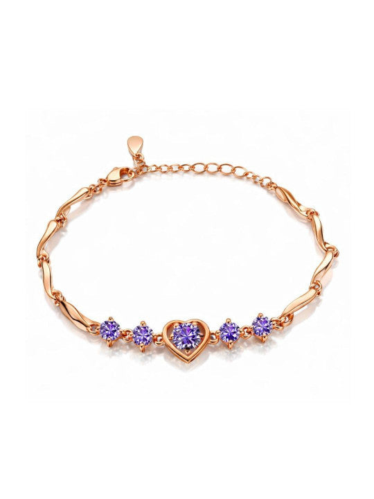 Women American Diamond Rose Gold-Plated Wraparound Bracelet