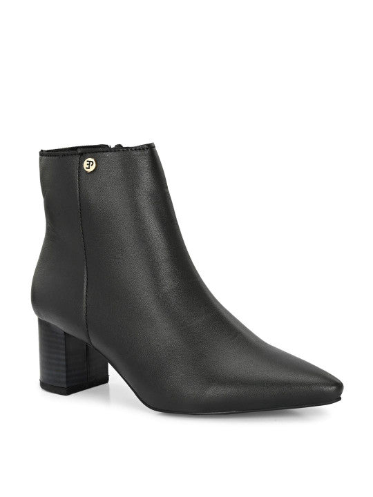 Women Black Solid Synthetic Trendy Ankle Pointed Shape Boots