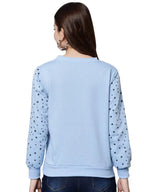 Conversational Printed Round Neck Fleece Pullover Sweatshirt
