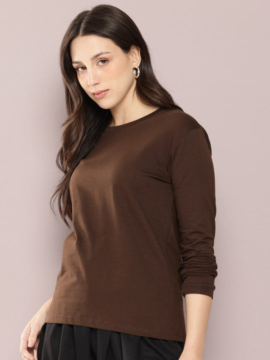 Women Solid Round Neck Regular Fit T-shirt