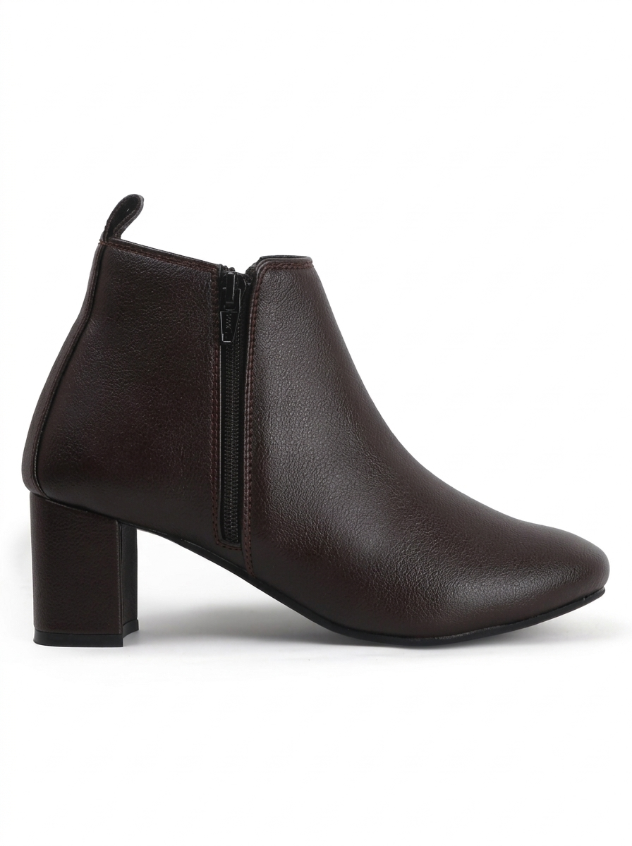 Brown Textured Casual Boots