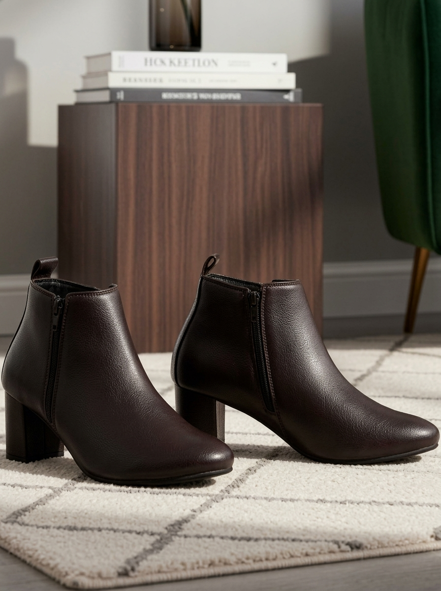 Brown Textured Casual Boots