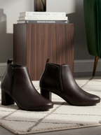 Brown Textured Casual Boots