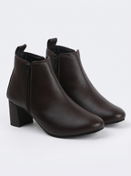 Brown Textured Casual Boots