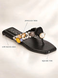 Women Embellished Party Open Toe Flats