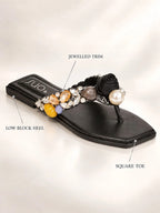 Women Embellished Party Open Toe Flats