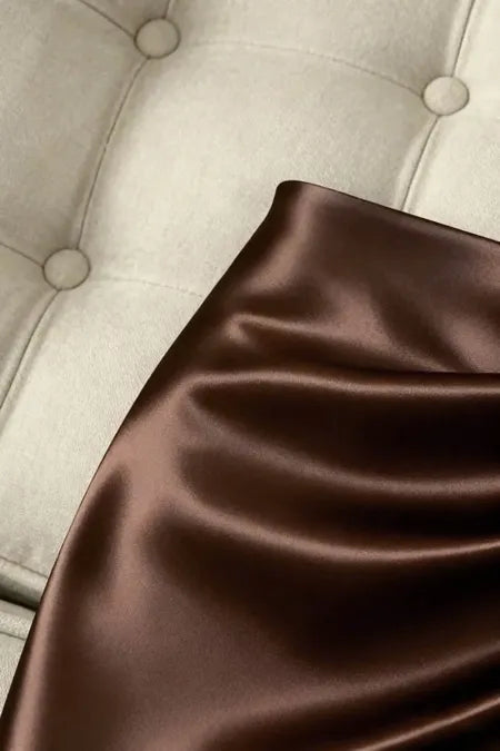 Brown Ruched Mid Rise Mini Skirt