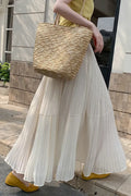 Off White Solid Tiered Maxi Skirt