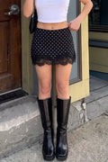 Black Polka Dot Lace Skirt