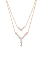 Rose Gold-Plated Stone Studded Layered Necklace