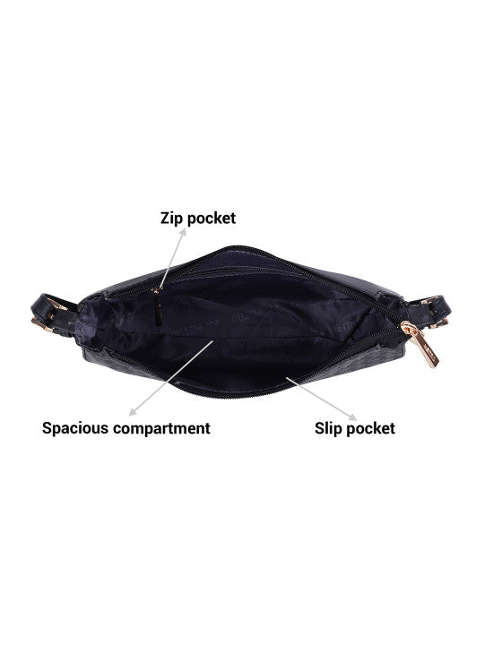 Zip Detail Structured Shoulder Bag
