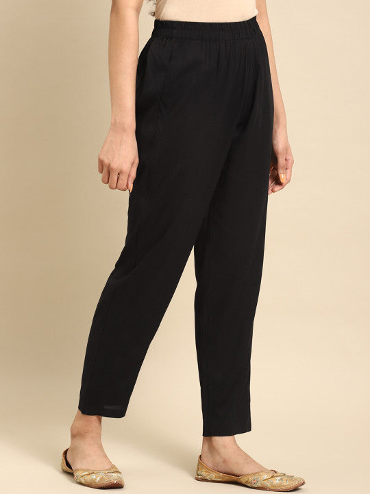 Women Relaxed Straight Leg Ethnic Trousers