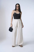 Off White Solid Straight Fit Trouser