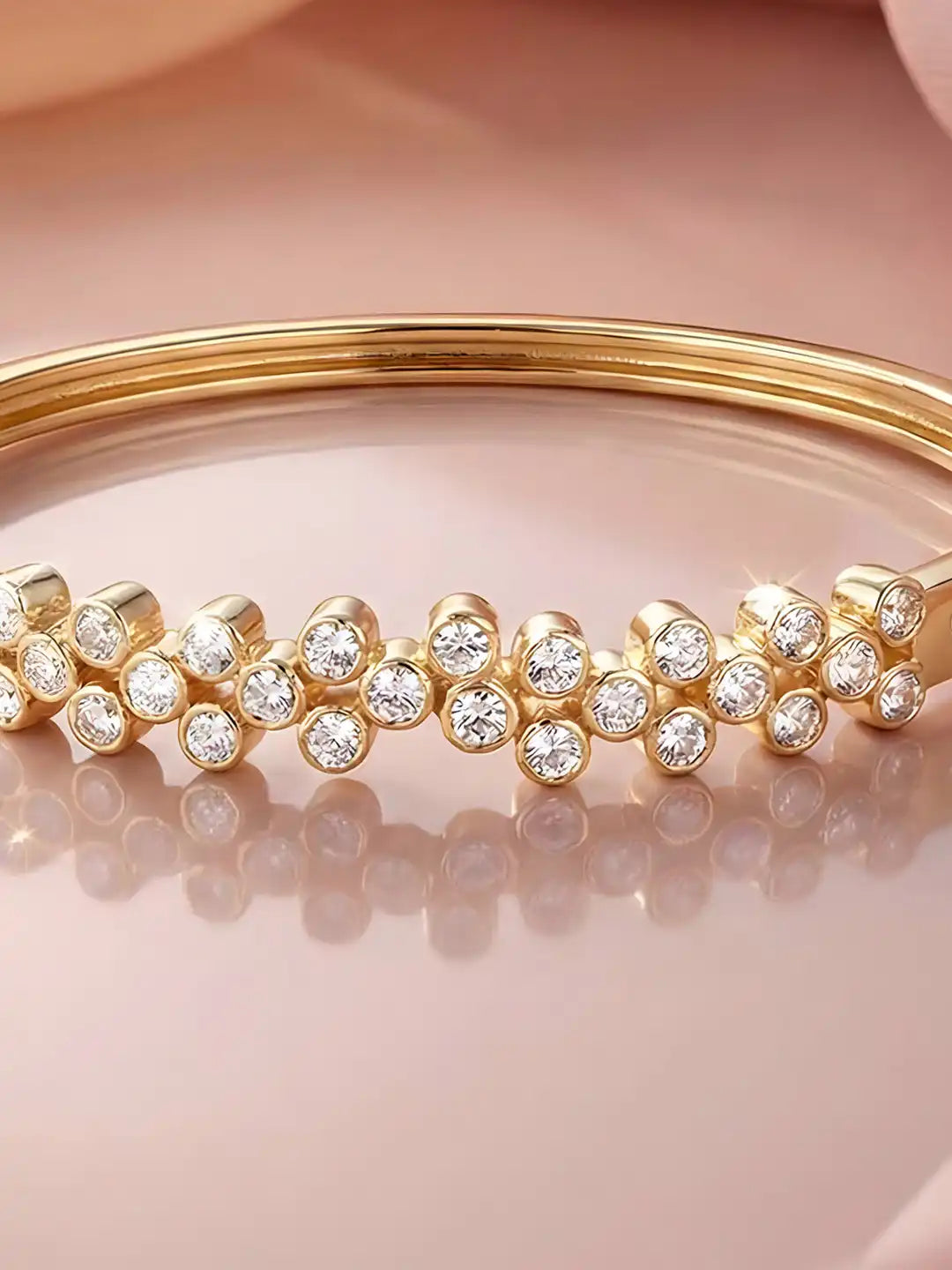 14K Gold-Plated Cubic Zirconia Cluster Anti-Tarnish Bracelet