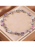 Women Silver-Plated Link Crystal Bracelet