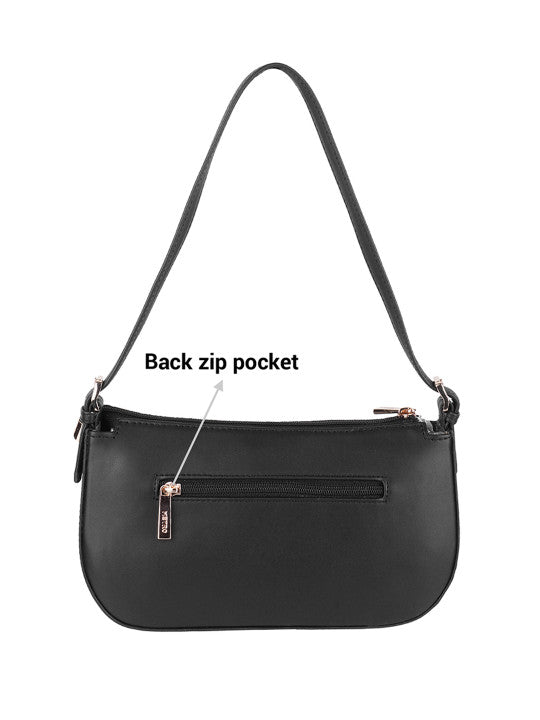 Zip Detail Structured Shoulder Bag