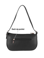 Zip Detail Structured Shoulder Bag