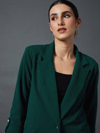 Self Design Notched Lapel Single-Breasted Blazers